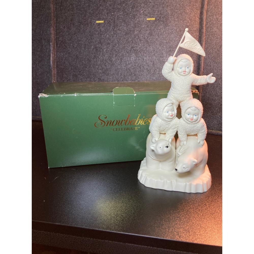 Department 56 Snowbabies Celebrate Figurine Polar Bears Bisque Porcelain Boxed